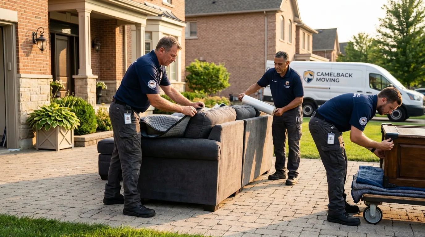 Large estate moving crew wrapping furniture in Mills River, NC